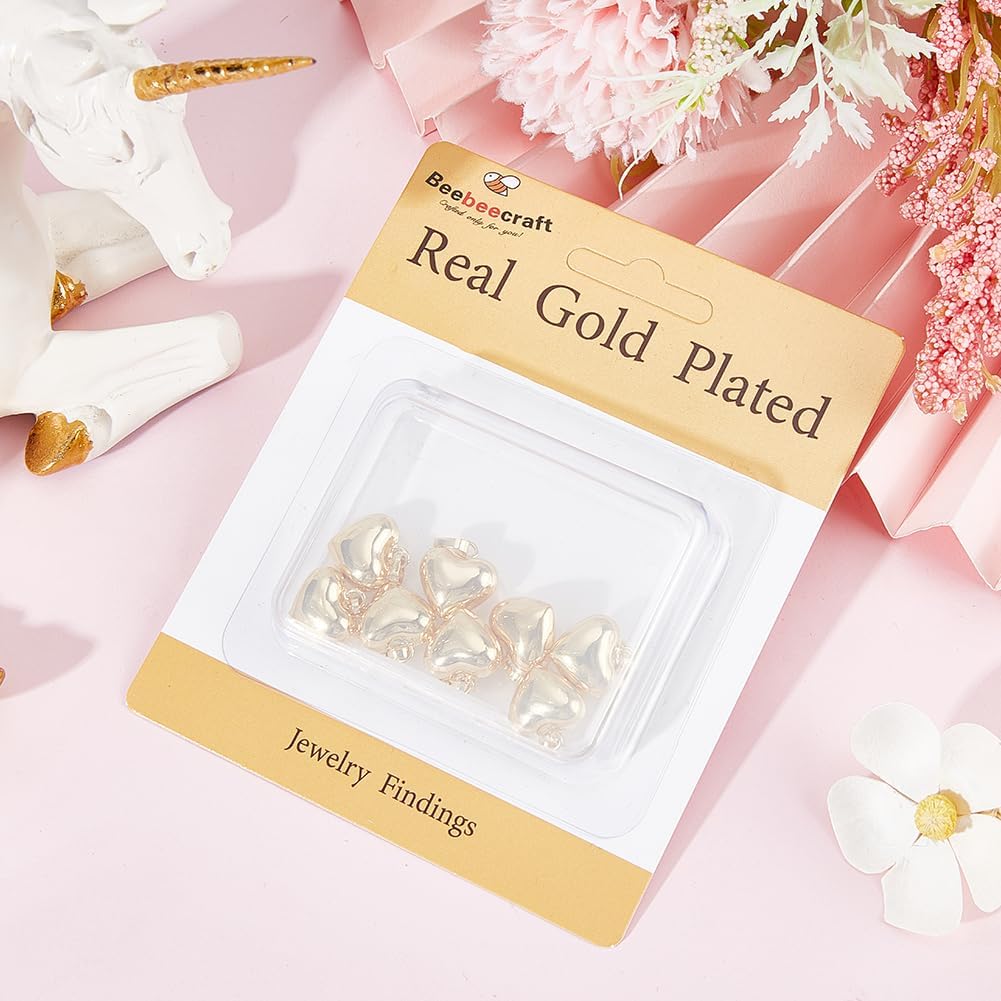 Beebeecraft 1 Box 10Pcs Puffed Heart Charm 18K Gold Plated Smooth Tiny Love Drops Charms for Jewelry Making Necklace Bracelet DIY Crafts - Image 6