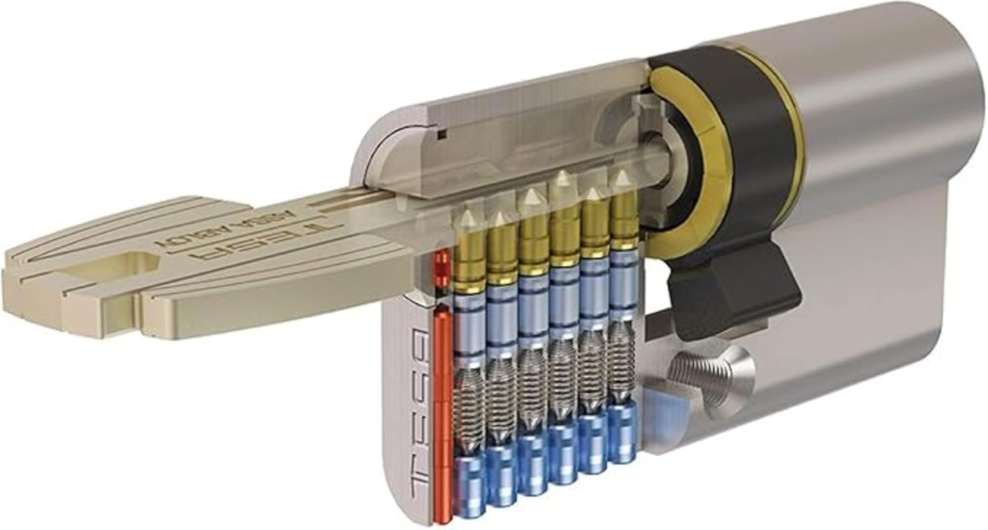 Tesa Seguridad T60 - Cilindro de llave plana reversible, Latonado, 30x30 mm
