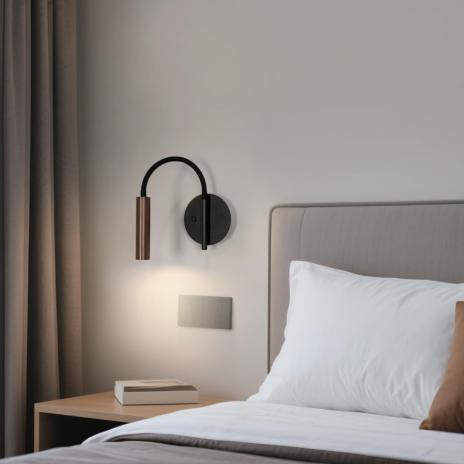 2 Stücke Leselampe Wandmontage, 3 Warmweiß Kaltweiß Neutralweiß | 360° Schwenkbar LED Wandleuchte Innen, Leselampe Wand, für Nachttisch,Café, Mit Schalter