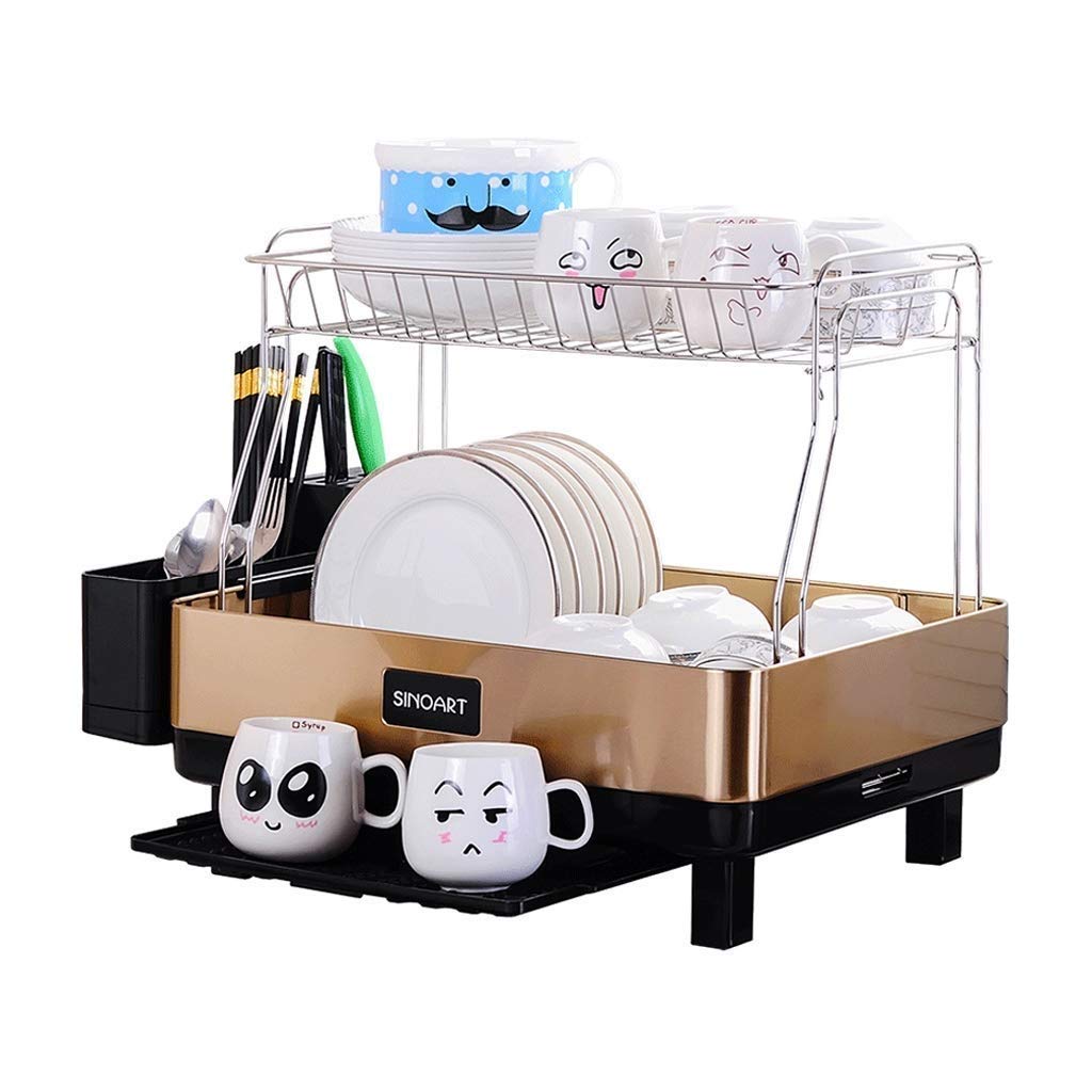 Cucina Semplice Compatto in Acciaio e scolapiatti con Girevole -Proof Inossidabile, plastica Grigia