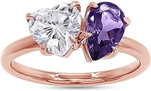 SAVEARTH DIAMONDS 1 4/5 Carat 8X5MM Pear Shape Natural Amethyst & 6.5MM ...