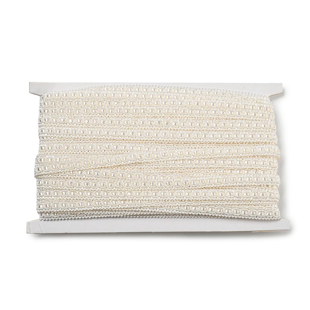 CABODYALS 20 Yards 0.37 Inch/ 9.5mm Beige Braided Trim Woven Braid Ribbon Ivory Basic Gimp Polyester Upholstery Edging Trimming Ribbon for Sewing Making Craft Gift Wrapping DIY Christmas Decor Supply