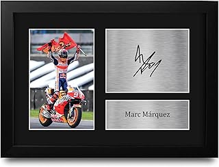 HWC Trading Marc Márquez Honda MOTO GP Gifts Printed Signed Autograph Picture for MotoGP Racing Fans - A4 Framed