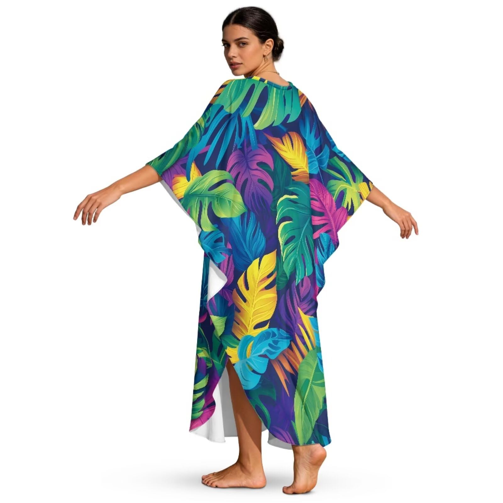 Poceacles Sukienki kaftan dla kobiet plus size dekolt w serek strój kąpielowy okrycie plażowe letnia sukienka na wakacje przyjęcie przy basenie