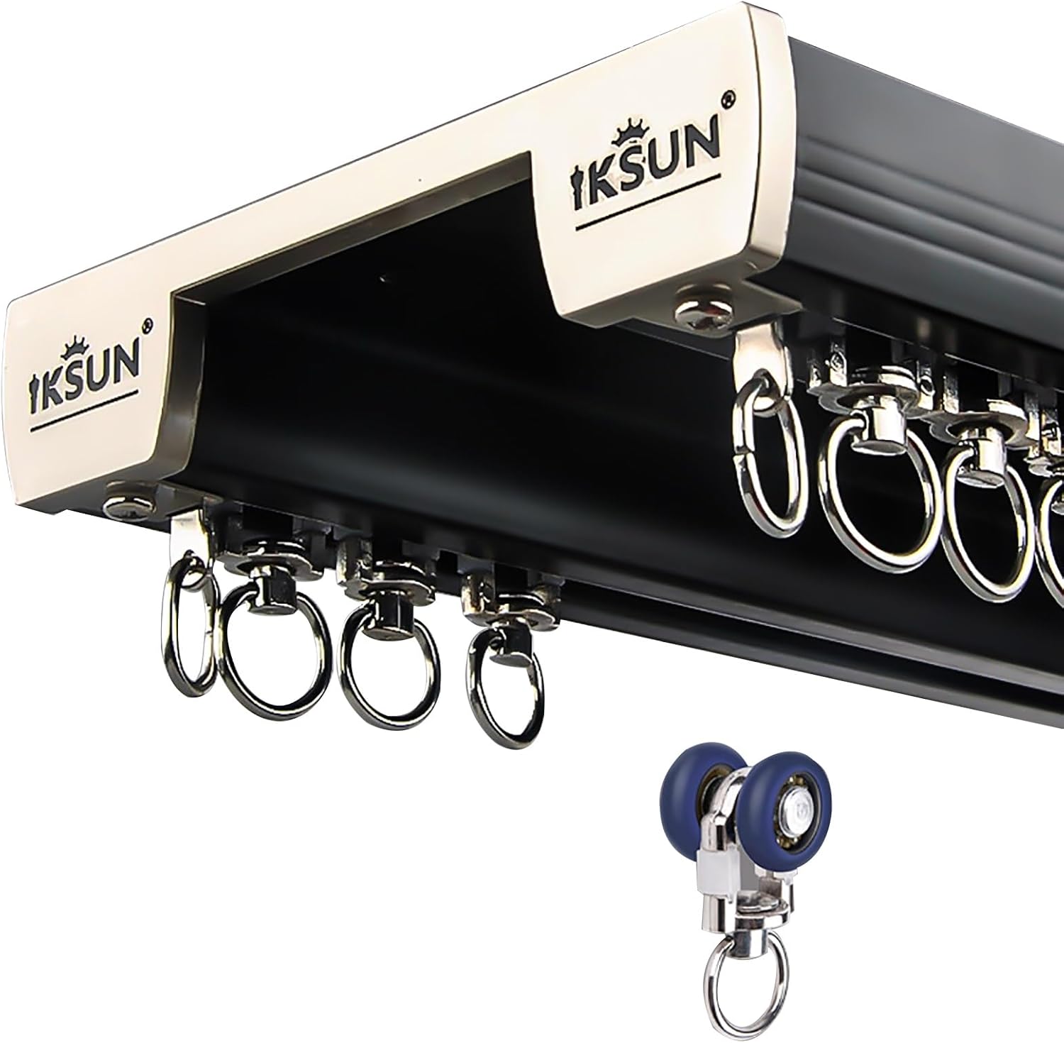 Heavy Duty Curtain Track Set - Double Tracks for Bunk Beds & Bay Windows, 1.5m (4.9ft) - Versatile Room Divider & Durable Curtain Rods in Black/White