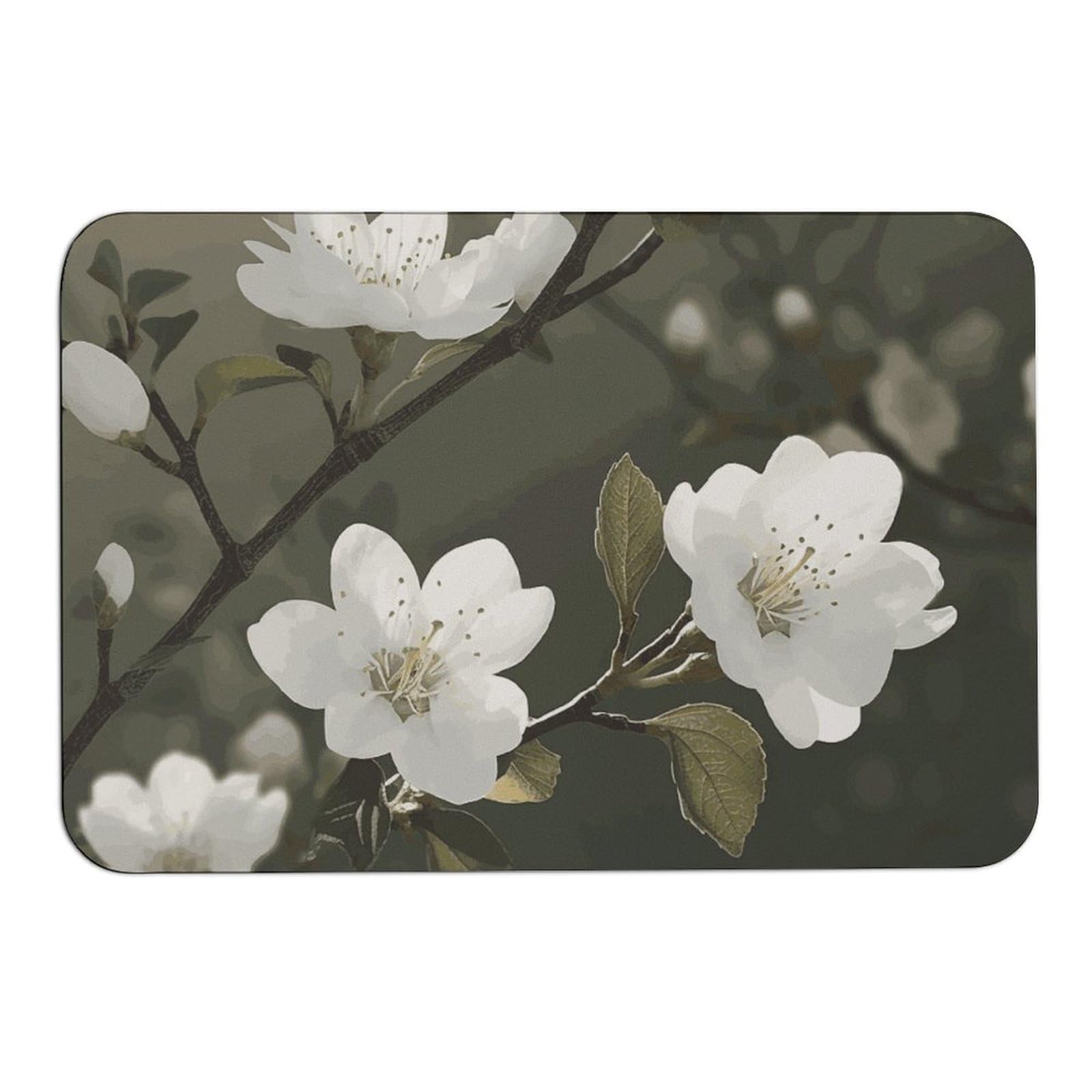 Tapis absorbant motif fleurs blanches de sol 60x40