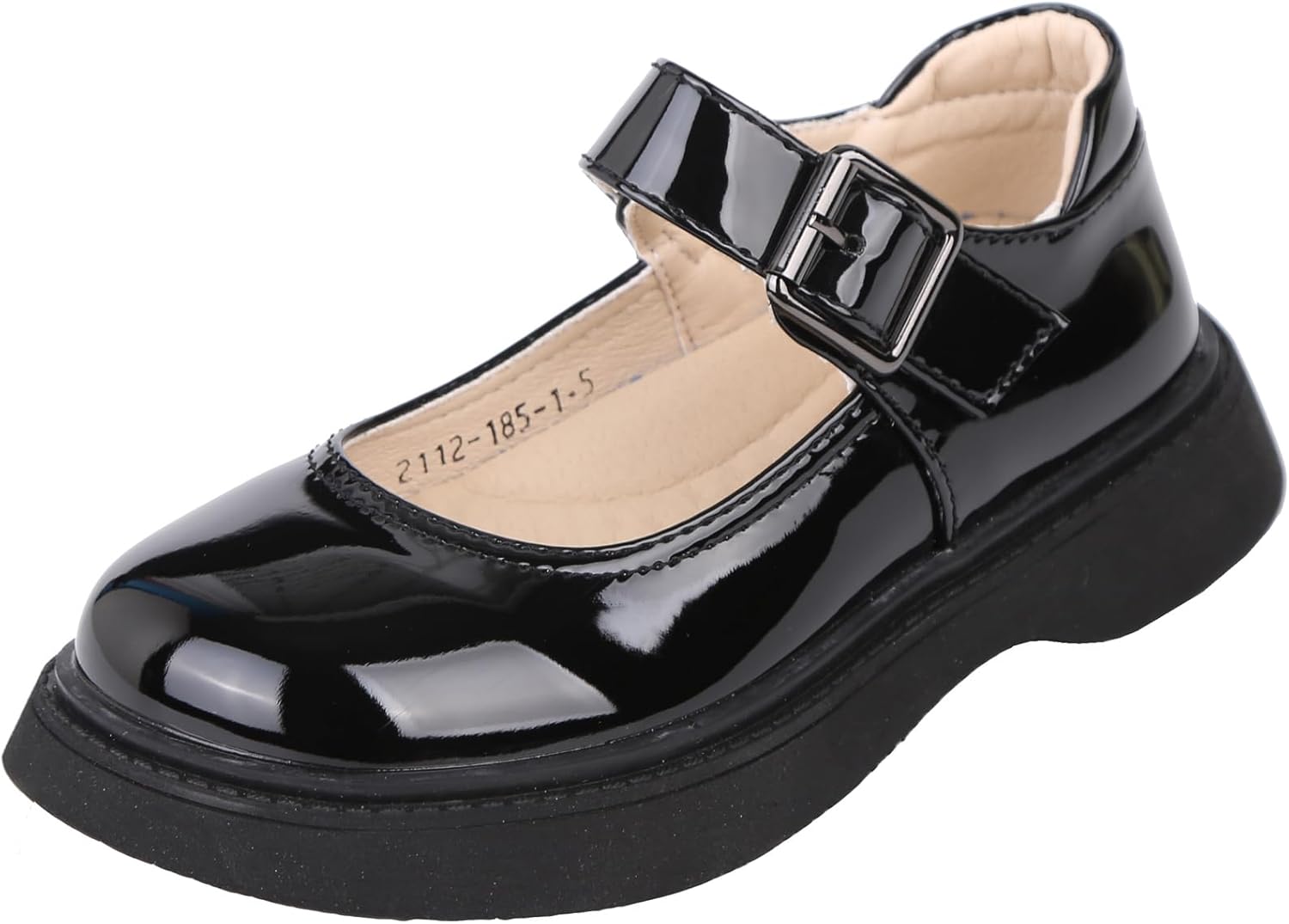 WUIWUIYU Girls School Uniform Dress Shoes - Shiny Mary Janes