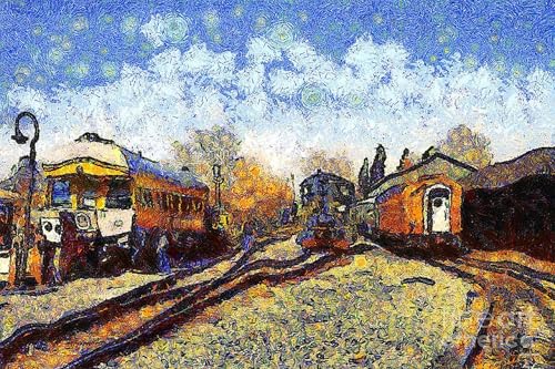 Affiche Toile Gare Van Gogh pour habiller un grand mur de bureau ou de salon