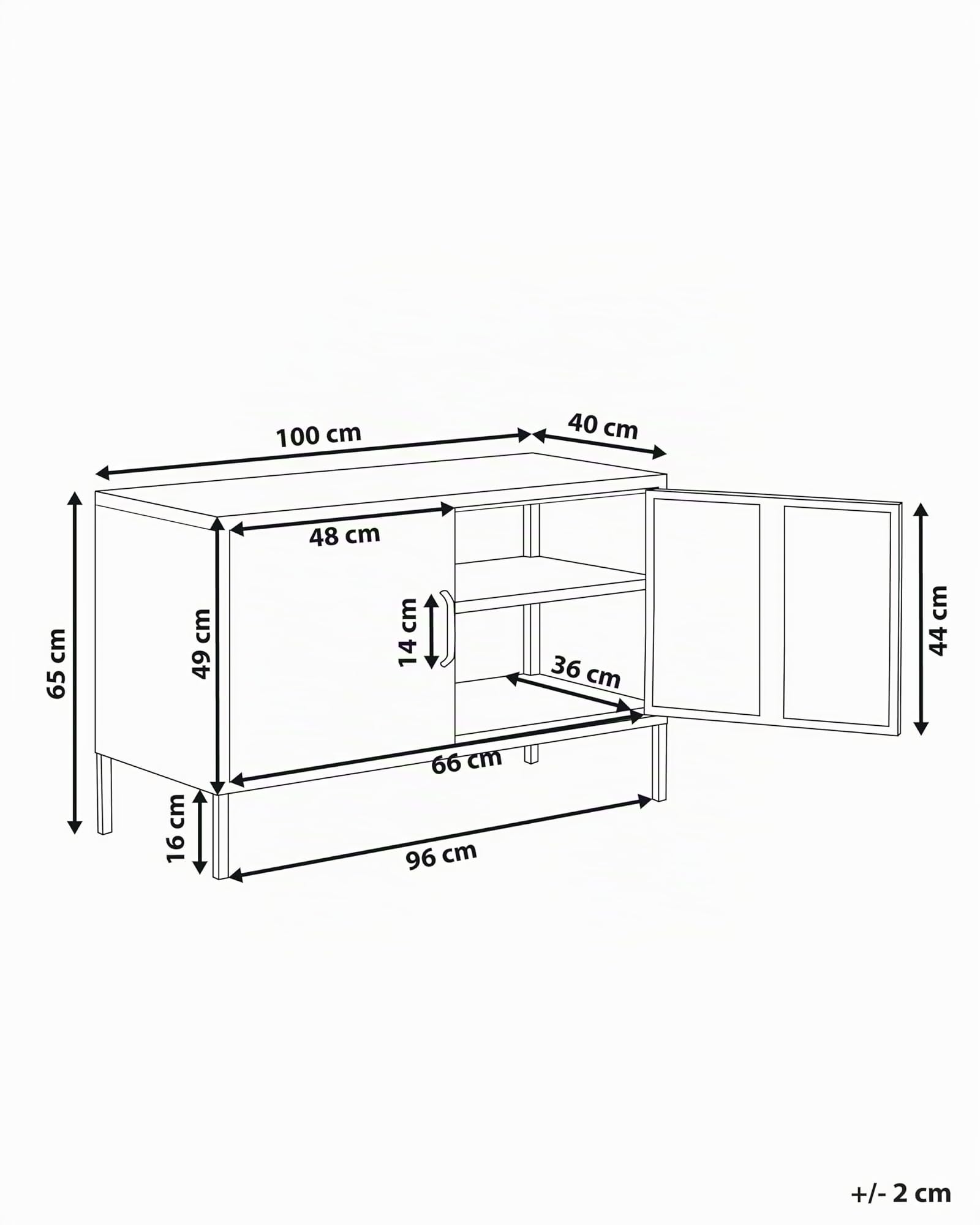 Beliani Buffet Moderne Industriel en Acier Noir Durable et Design avec 2 Portes