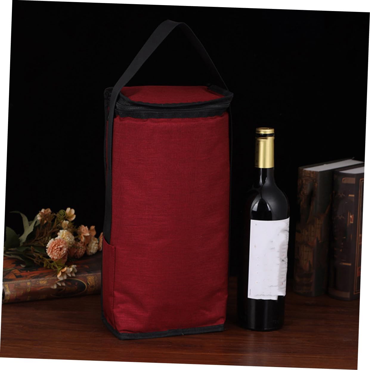 Insulated Wine Tote Bag for 2 Bottles Portable Oxford Cloth Wine Holder Compartment for Weddings and Travel