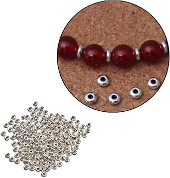 Wixine 200PCs جولة الفضة الفولاذ المقاوم للصدأ الفاصل الخرز DIY المجوهرات النتائج