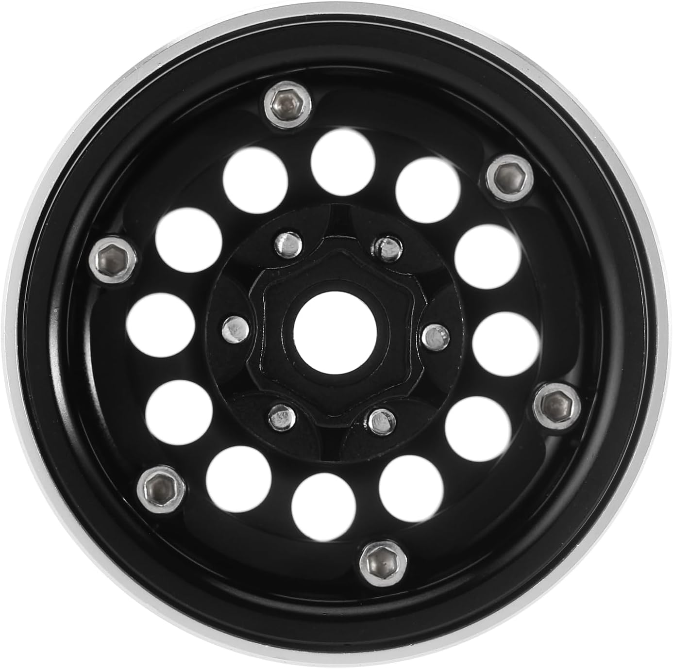 INJORA 1.9" Beadlock Wheel Rim - 150g Super Heavy Brass & Aluminum Deep Dish Wheel for 1/10 RC Crawler SCX10 TRX4 VS4-10 Gen8 (Black)