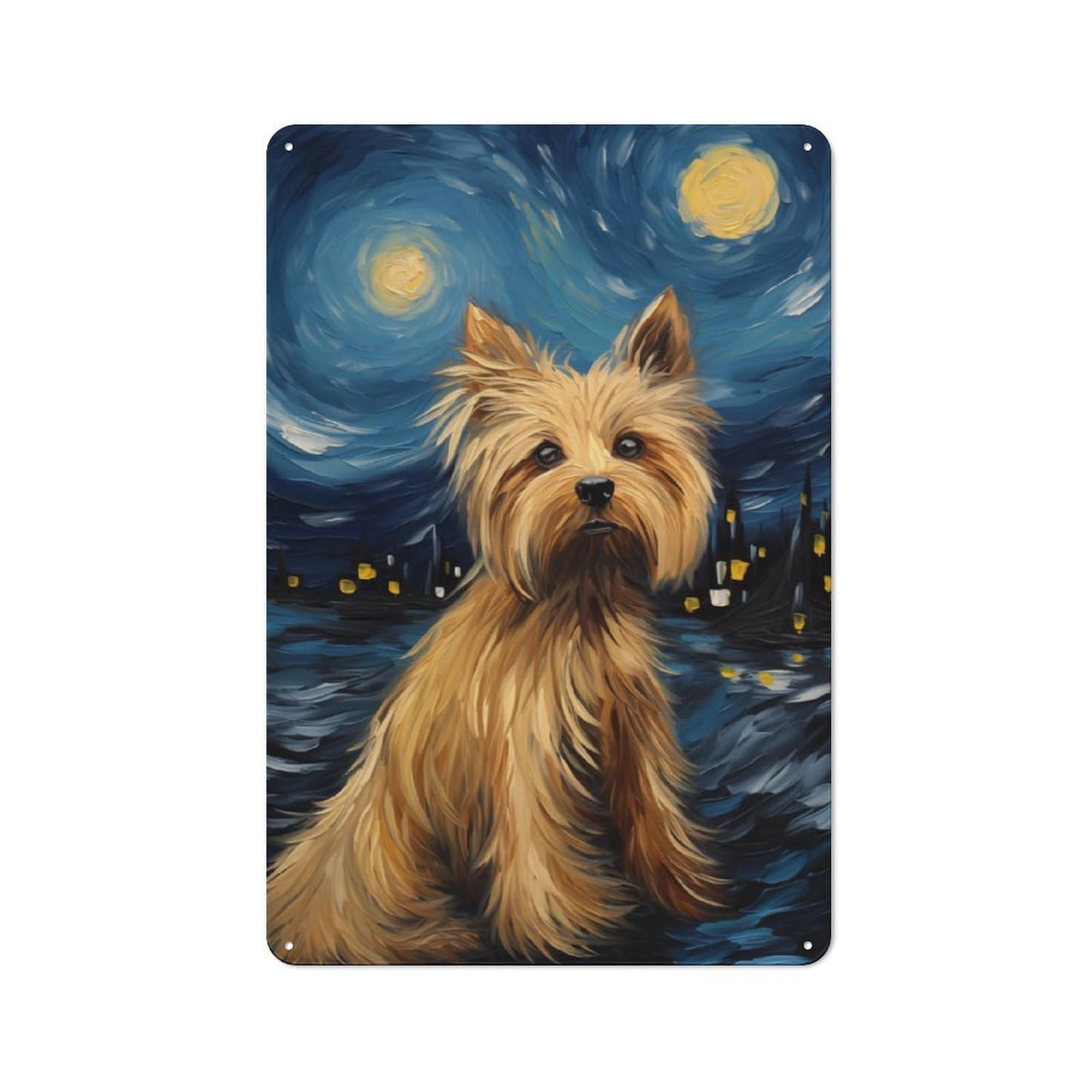 Junmoney Yorkshire Terrier Retro-Style Tin Sign 30X20cm Featuring For Home Bar Wall, For Garage, Workshop And Man Cave Decoration
