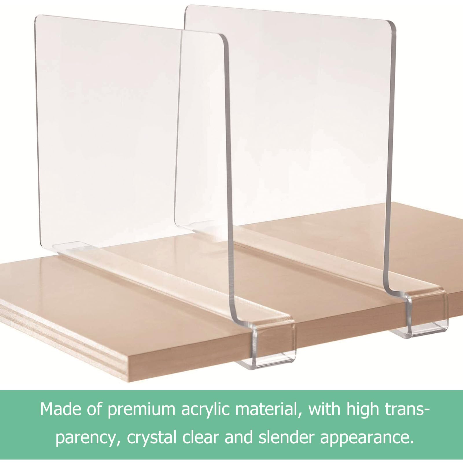 Toyvian Divisores de Armario Transparentes Abs 2 Piezas, Separadores de Estantes para Ropa y Cocina, Organizador de Armarios sin Taladro, Mamparas Divisorias para Estantes y Cajones,