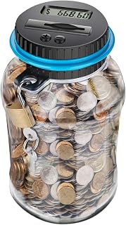 Large Piggy Bank for Boys Adults,Digital Coin Counter with LCD Display,2.5L Capacity Coin Bank Money Jar for Adults,Coin Jar with Change Counter for Counting Savings C