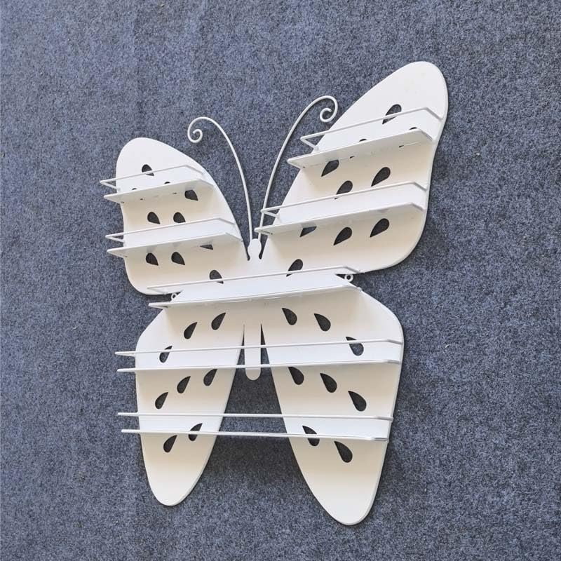 Elegante Expositor De Esmaltes De UñAs, Expositor De Pared con Forma De Mariposa, Organizador De Metal para Aceites Esenciales Y Esmaltes De UñAs, para SalóN En Casa,Rosado