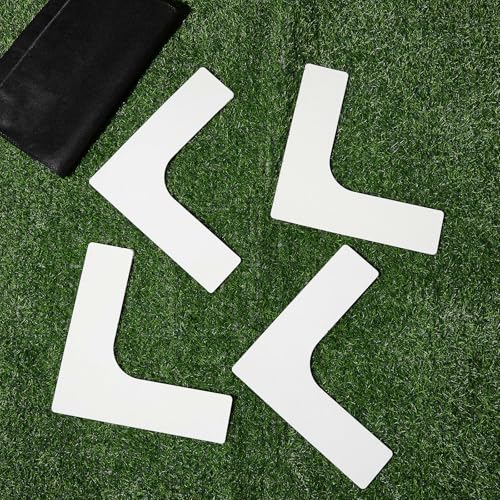 Fiwochic 4 Pcs Flat Court Corner Markers for Soccer Goals Rubber Space Non Slip Training Markers for Football, Field Hockey & Lacrosse - Thumbnail 6