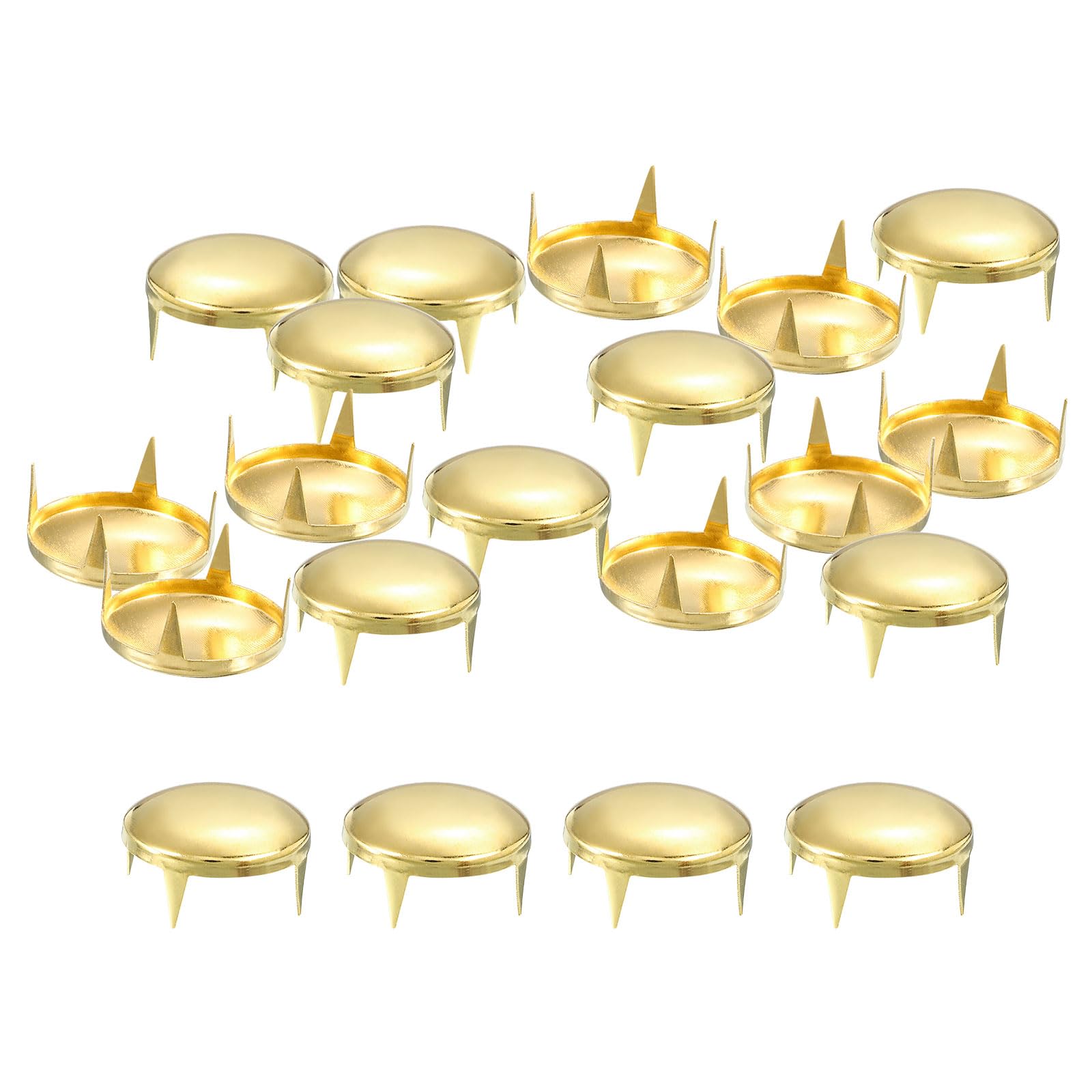 sourcing map 100 Stück 16mm Goldene Runde Kuppelnieten Metallklauenperlen Nagelkopfnieten Spike Nieten Punk Rock DIY für Lederhandwerk Kleidungsgürtel Tasche Schuharmband Zubehör
