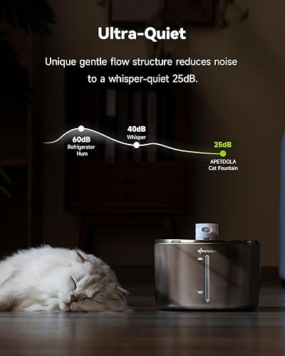 Miniatura 8 de Fuente de agua inalámbrica para gatos de acero inoxidable, 135 floz4 L, fuente automática para mascotas, dispensador de agua inalámbrica para gatos,