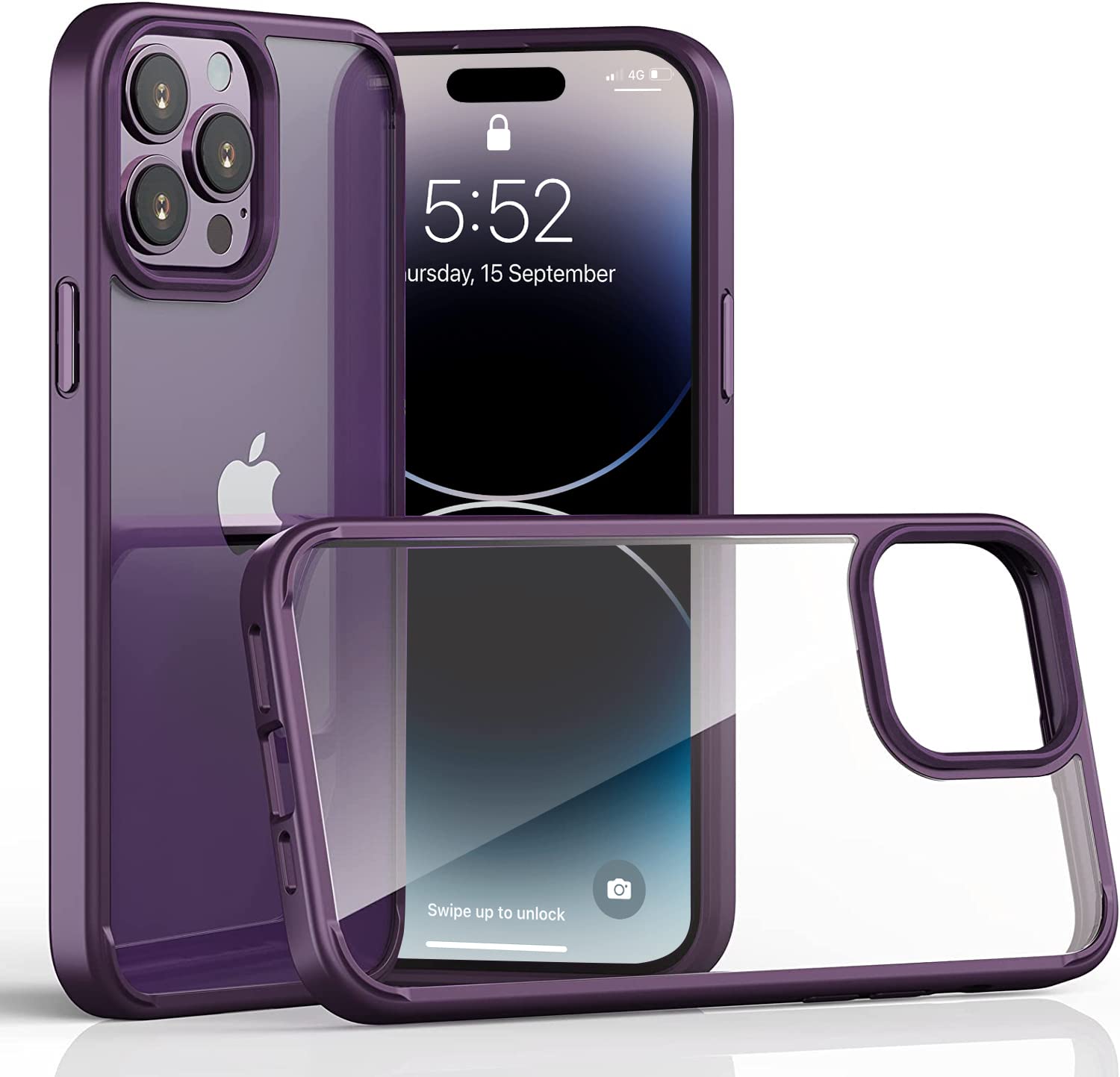 SQUIF TPU Ultra Hybrid Back Case For Iphone 14 Pro Max Cover Transparent With Camera Protection,Screen&Drop Protection (Purple)