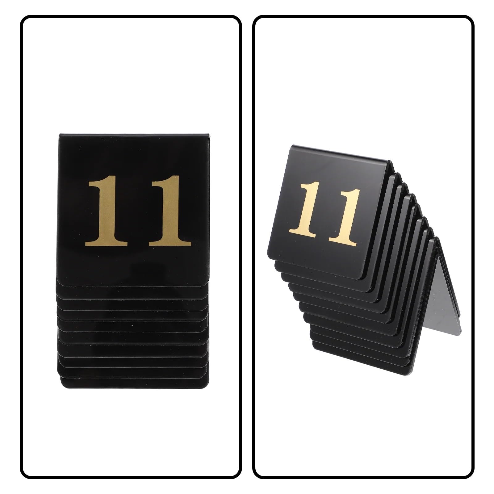 PortanúMeros De Mesa 10 Pcs Acrylic Table Number Plate Elegant Numbers Cards Coffee Decor Triangle Reception PosanúMeros Para Boda(Black 1)
