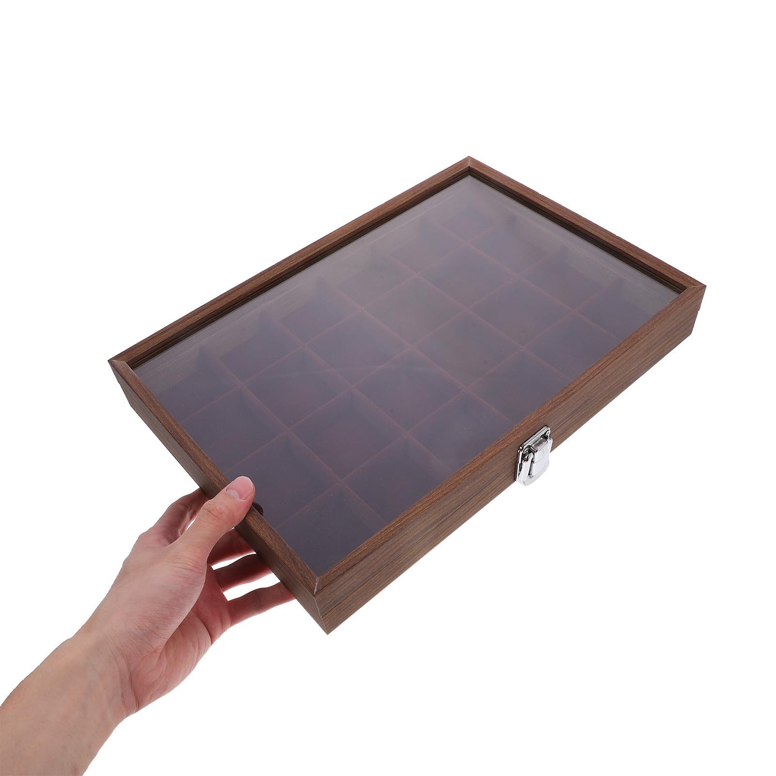 Boîte à Thé Compartimentée Boîte de Rangement Sachets de Thé 10,24x7,68x2,36 Pouces Bois et Verre Couvercle Transparent Décoration Intérieure en Déplacement