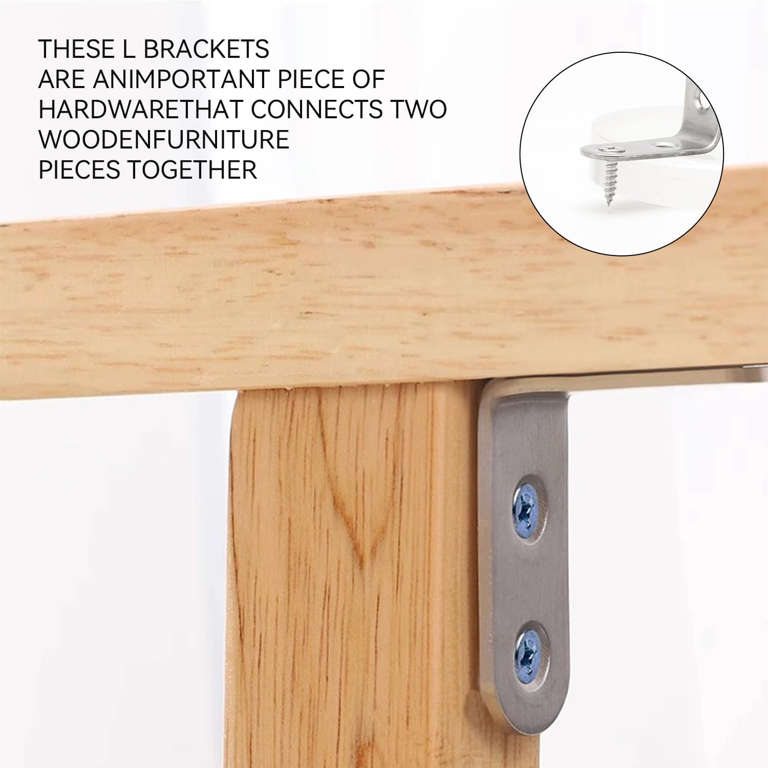 Stainless Steel Corner Brace, 20-Pack 90 Degree Right L-Shaped Metal Corner Connector Joint Plate, Heavy Duty for Furniture, Shelf, Cabinet, DIY Woodworking Projects with 80PCS Screws