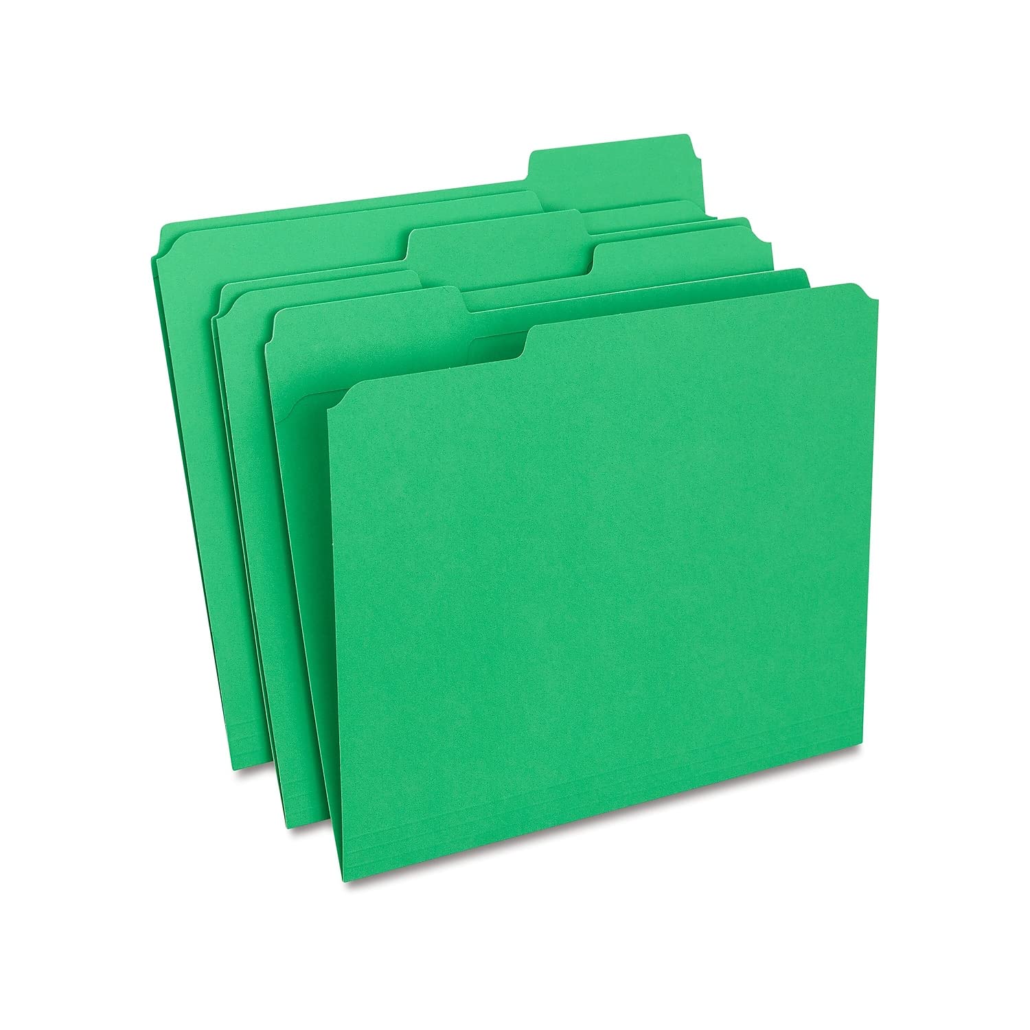 Staples Reinforced Colored File Folders, Letter Size, 3‑Tab Design, Green, Heavy‑Duty Construction, 100/Box