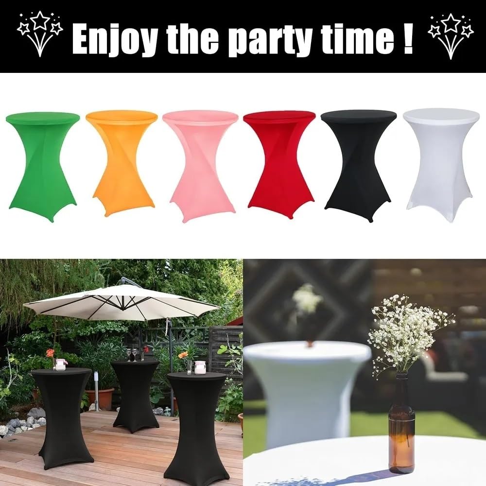 Housse de Table Ronde Extensible, Ø 60-80 cm Blanc Housse Mange Debout pour Mariage Hôtel Restaurant Table de Brasserie Haute de Bistrot Jardin Restaurent Bar (Color : #19, Size : 80x110CM)