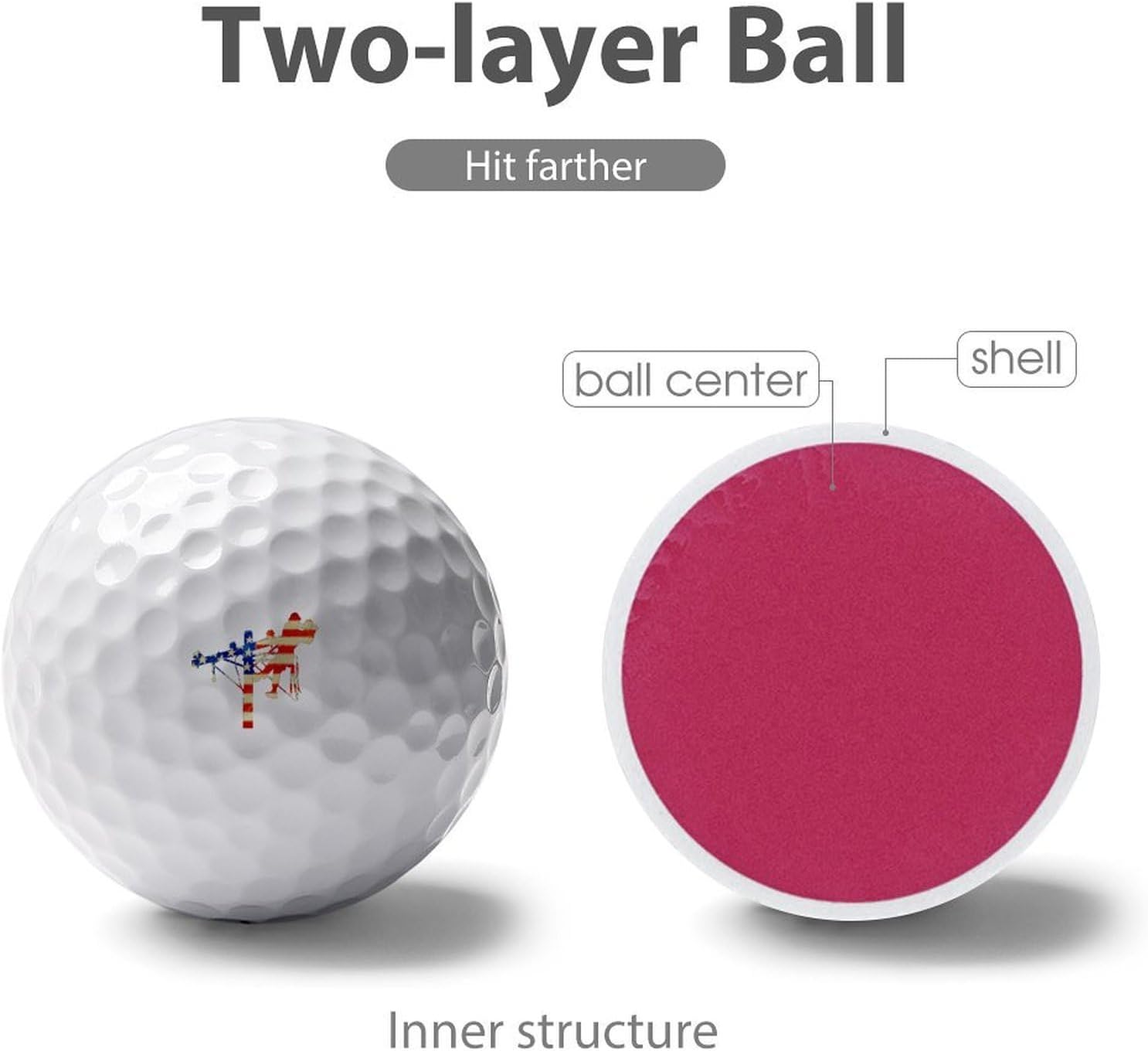 Lineman U.S. Flag Standard Golf Balls Performance Golf Distance Ball Gift for Golfers