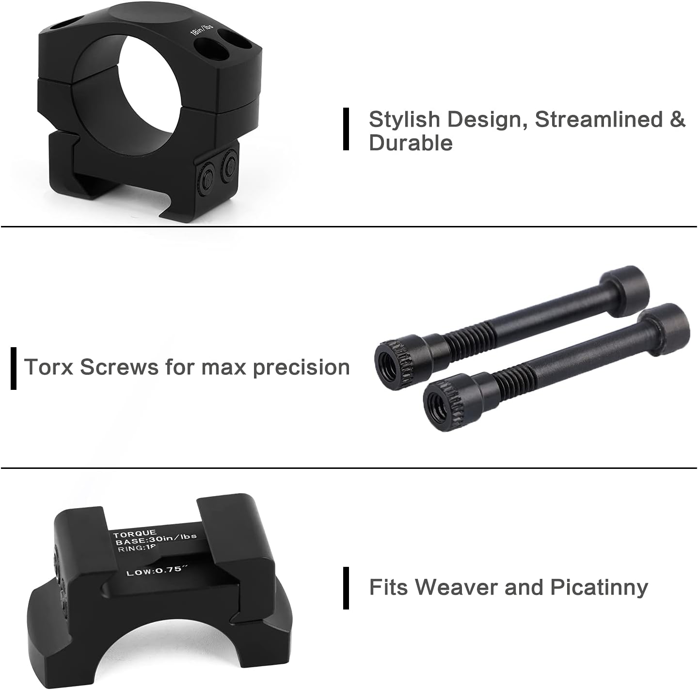 GODTURTLE Scope Rings, Precision 1 Inch Scope Mount Ring for Picatinny/Weaver Rail, Low Profile Tactical Rifle Scope Rings : Sports & Outdoors