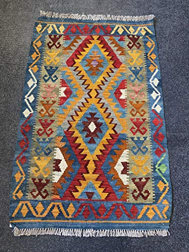 Kilim afghan oriental multicolore 124x81 cm tapis tissé main - 2