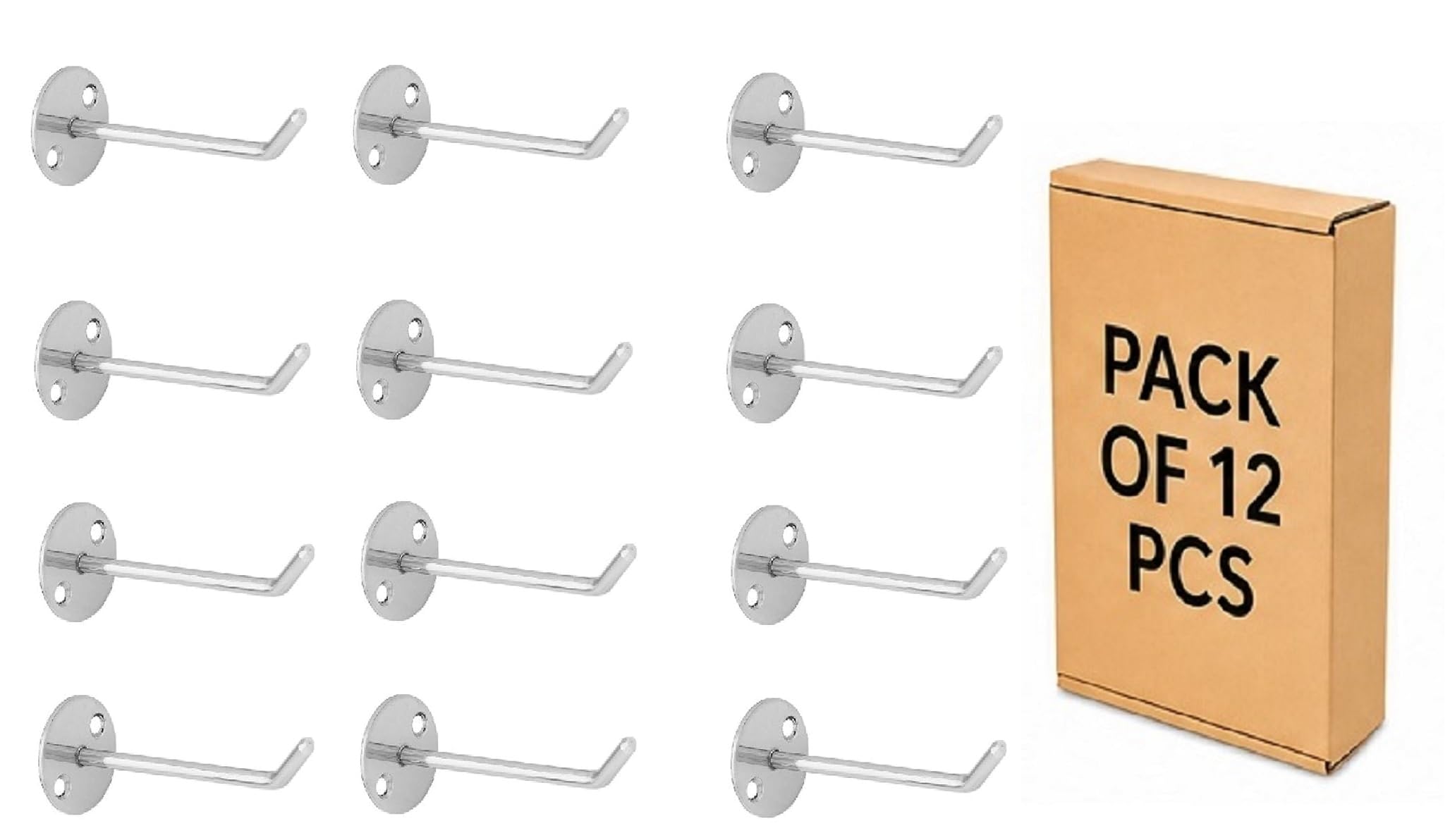 Q1 Beads 12 Pcs 4" Inch Stainless Steel Wall Mount Heavy Duty Display Hook Hanger for Mobile Shop,Counter Display with Hardware Fittings(4 Inches, 12 Pcs)-image-8