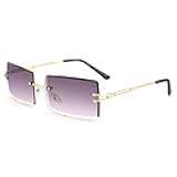 Vintage Rimless Sunglasses Rectangle Frameless Candy Color Glasses Women Men B2642
