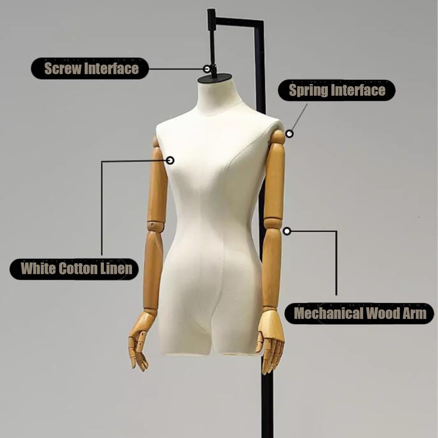 Adjustable Dress Form Mannequin for Clothing & Jewelry Display, Height 47.2”-71.3”, Tailor's Dummy for Men's Fashion, Ideal for Sewing, Boutique, and Tailoring Projects