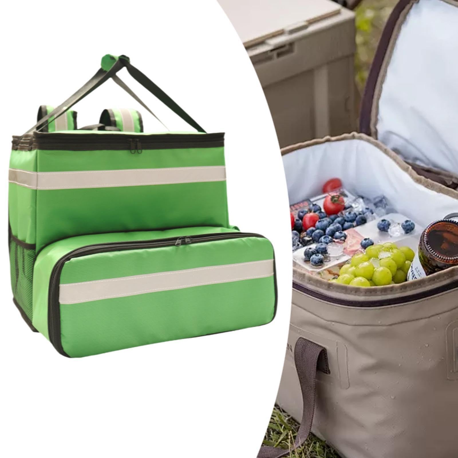 Mochila térmica para Entrega de Alimentos, Calentador de Alimentos con 2 Bolsillos de Malla para Bicicleta, Bolsa Extra Grande para Entrega de Pizza.