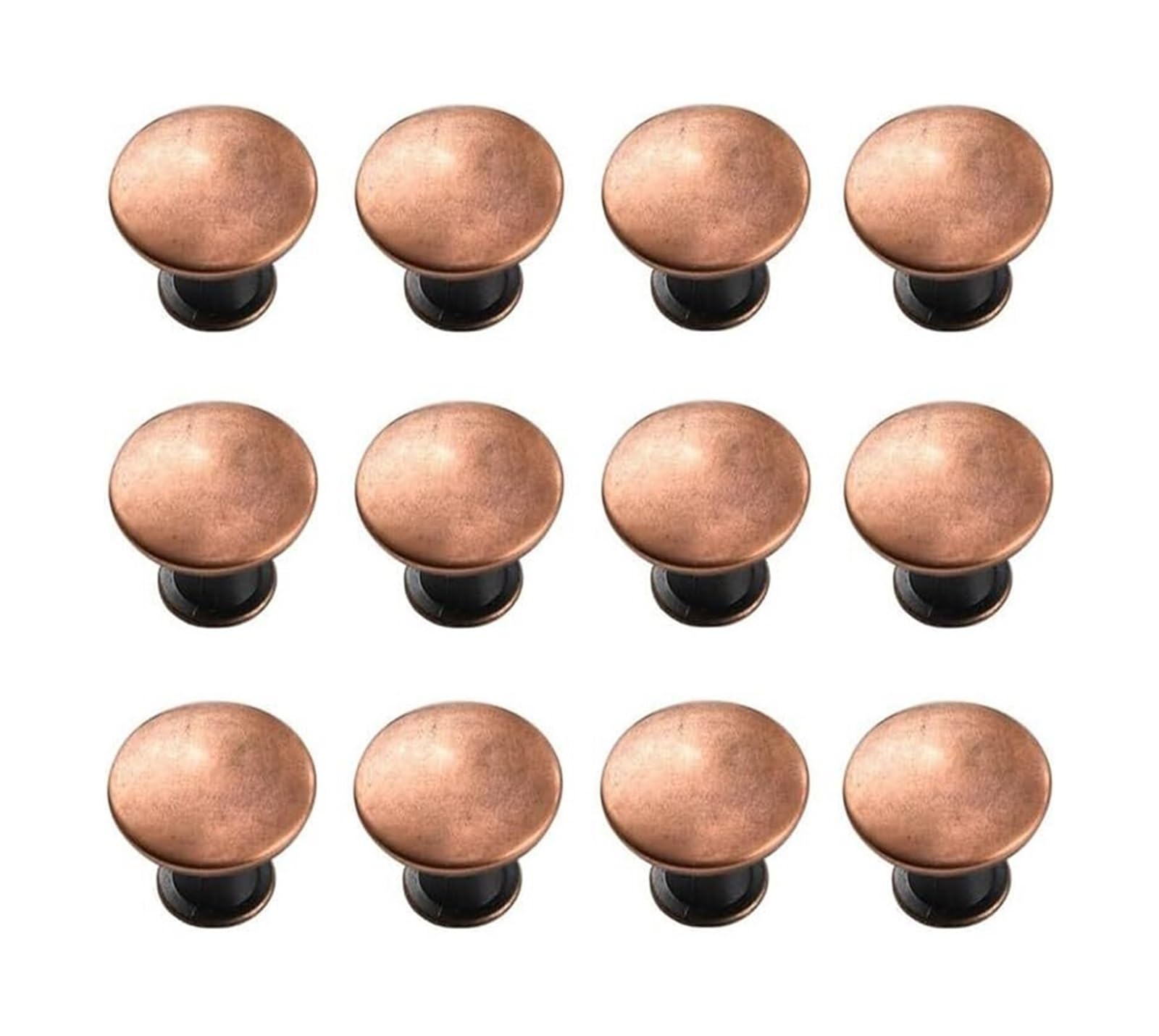 Opeximatun Red Bronze Drawer Knobs, 12Pc Single Hole Small Round Cabinet Door Handle Hollow(Red Bronze)