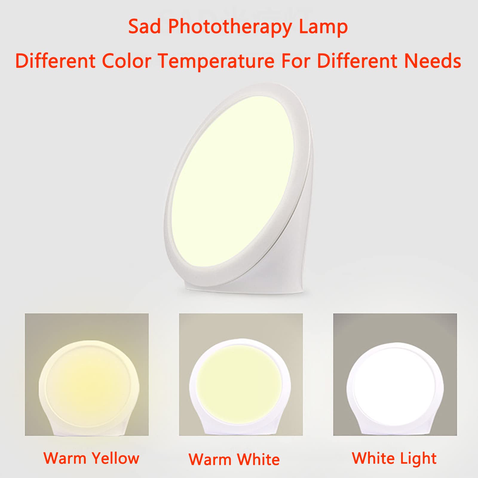 Lampe de thérapie LED, lumière LUX portable à spectre complet avec 5 niveaux de luminosité et 3 niveaux de température de couleur, contrôle de synchronisation, lumière du soleil bionique, pour l'ins