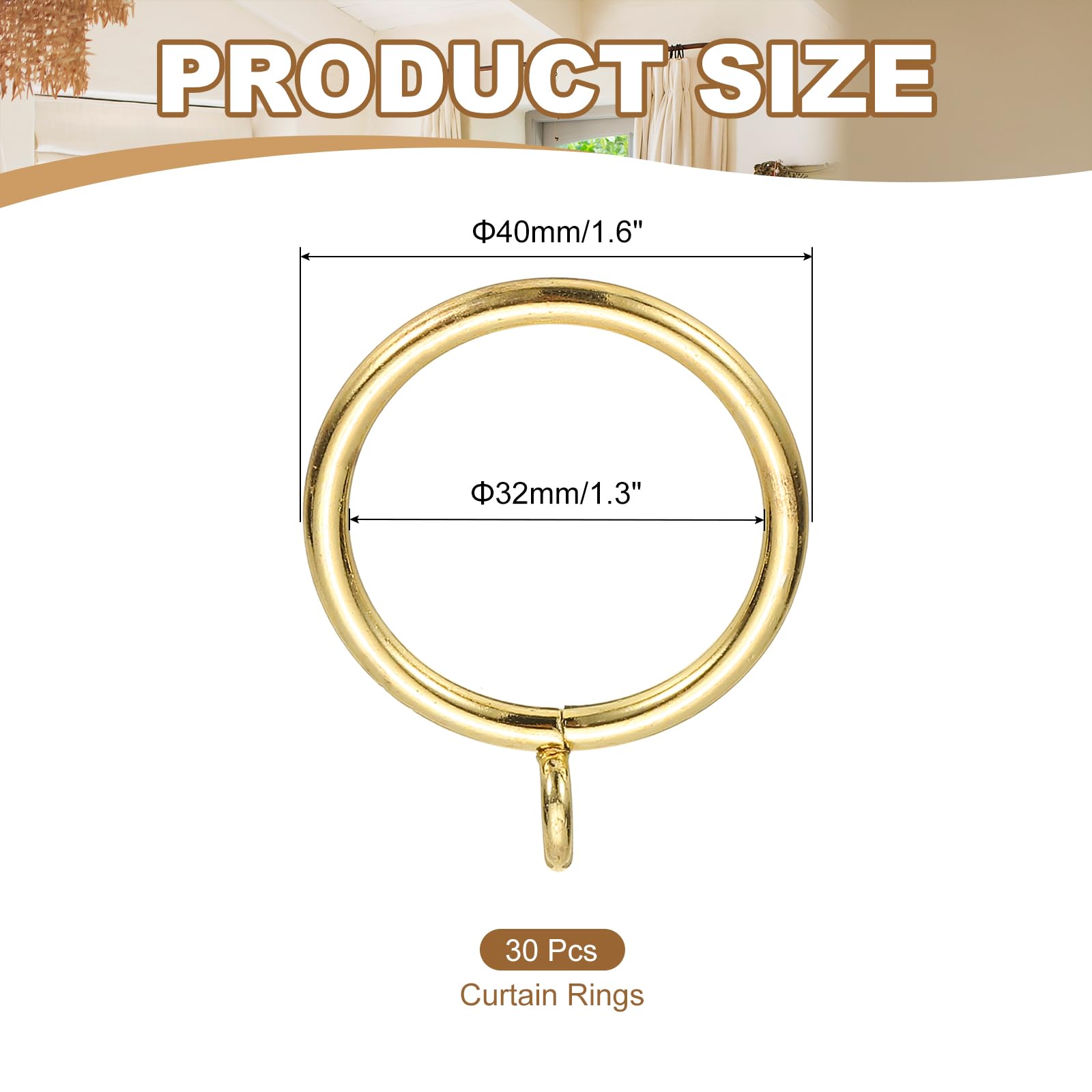 PATIKIL 2 Inch Inner Dia Curtain Rod Rings With Eyelets
