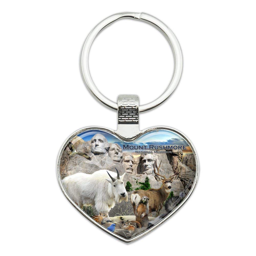 Mount Rushmore National Memorial South Dakota SD Animals Mountain Goat Keychain Heart Love Metal Key Chain Ring