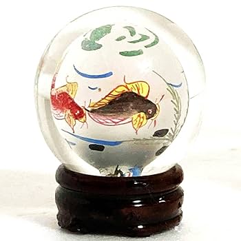 Amazon.co.jp: 中国美術内絵丸玉木製台座付高さ約5.5cm工芸品