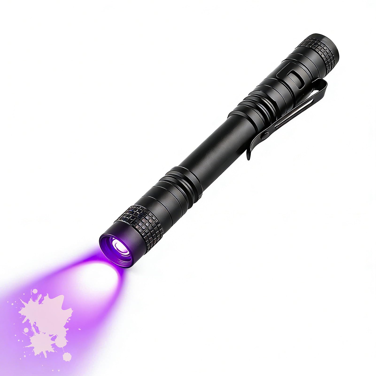 HLziy 395nm UV Torch, Ultraviolet Flashlight, LED Pen Torch Mini Flashlight Super Small Pocket Clip, Powered by 2 AAA Battery (not Included), Black Light Detector for Pet Urine Invisible Stain