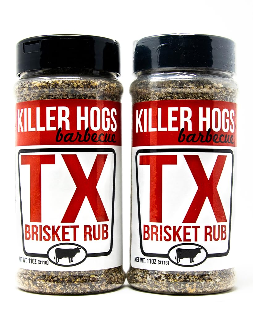 Killer Hogs BBQ TX Brisket Rub Pack of 2 Bottles | Championship BBQ and Grill Seasoning for Texas Brisket | Great on Brisket, Ribs, Steaks, or Turkey | Contains Two 11 Ounce Bottles (2-Pack)