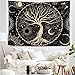 SARBUTER Tenacious Tree of Life Tapestry Sun and Moon Tapestry Black and White Tapestry Star Wall Hanging decor for Bedroom (Art Deco, Black, 150x130CM)