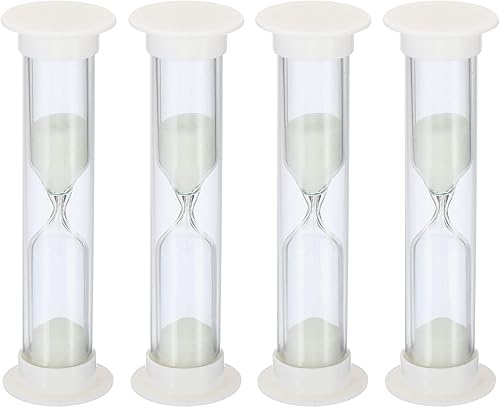 PATIKIL Temporizador de arena de 2 minutos, 4 piezas pequeño reloj de arena con cubierta de plástico, vidrio de arena de cuenta regresiva para