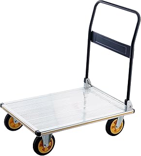 Platform Truck Push Dolly Folding Platform Truck Aluminum Alloy Hand Cart with Wheels and Foldable Handle Push Trolley for Luggage Parcel Tools Moving Cart Dolly ()