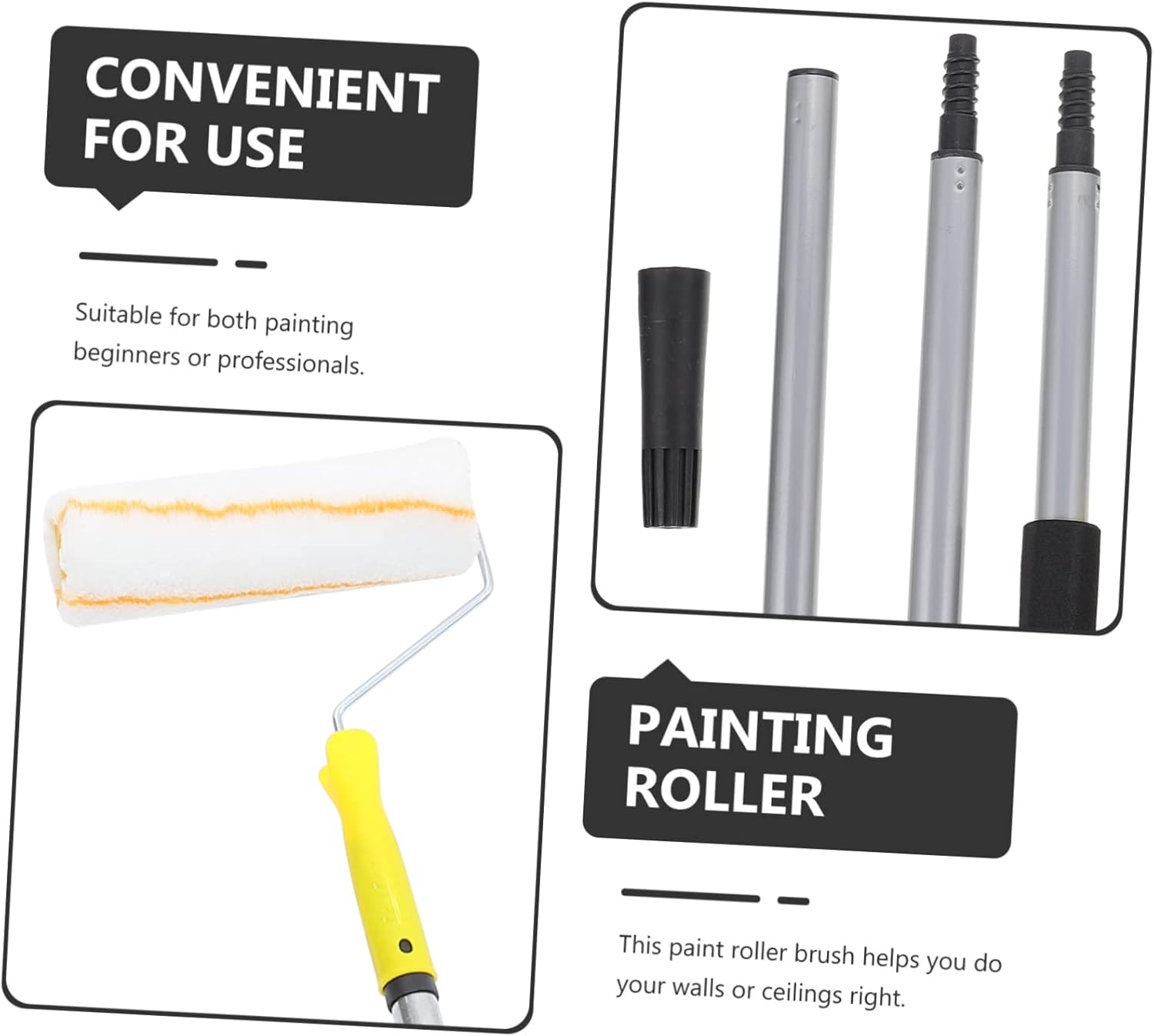 1set Professional Paint Roller Detachable Brush Section Extendable Handle for Easy Wall Painting and Efficient Coverage
