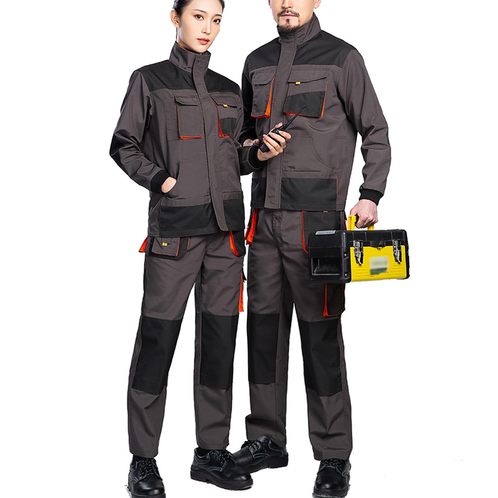 Mono De Manga Larga Overol De Trabajo Duradero Chaqueta Y Pantalones Ropa De Trabajo Con Bolsillos De Herramientas Y Coderas Y Rodilleras
