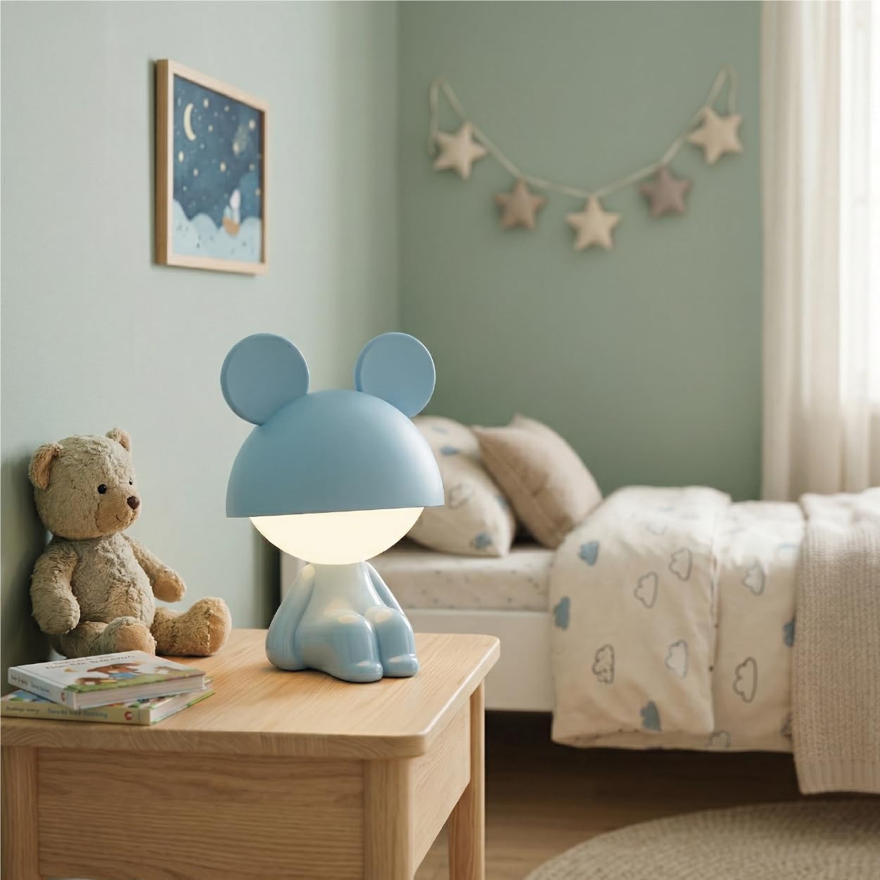 Luxus Europe - Veilleuse enfant Mouse Crème - Veilleuse LED sans fil pour enfants – Rechargeable par USB-C – 7 couleurs RGB – Lampe de table pour chambre d’enfant