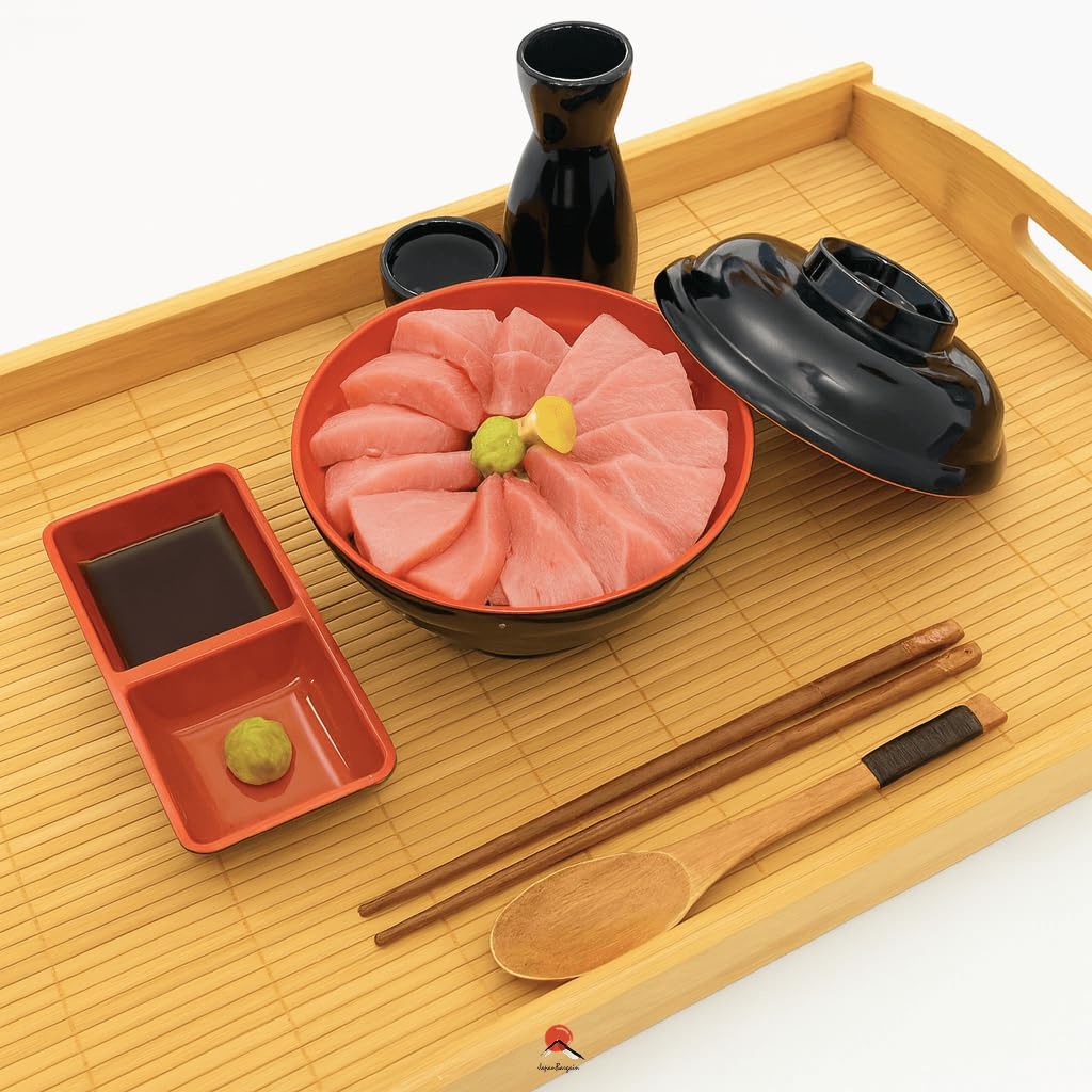 JapanBargain 4099, 2-Pack Large Bamboo Serving Trays with Handles, 20 x 13 Inch Wooden Tea Tray for Lunch Dinner Coffee Snacks Butler Shelf Display